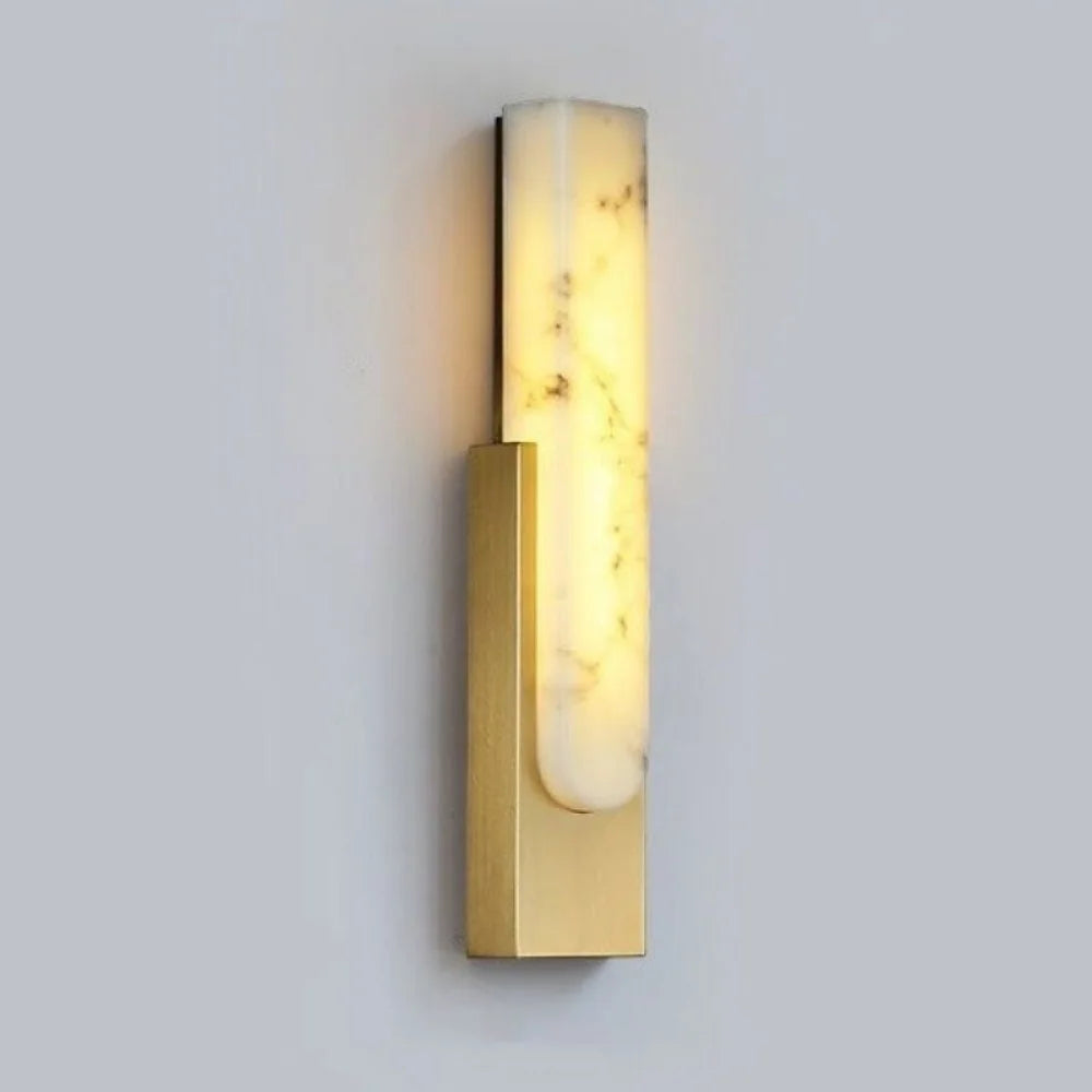 Emilia Modern Linear Alabaster Wall Sconce Lamp Brass Wall Sconce For Bedroom Dining Room Stairways