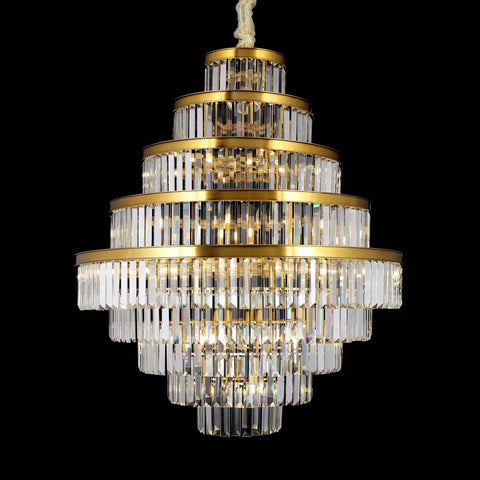 Emilia Tiered Odeon Fringe Crystal Chandelier - -1-Yiosilamp