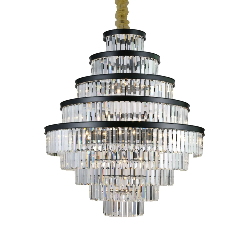 Emilia Tiered Odeon Fringe Crystal Chandelier - -1-Yiosilamp