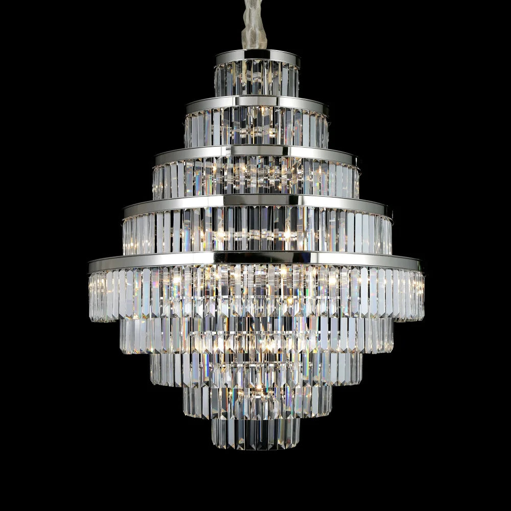 Emilia Tiered Odeon Fringe Crystal Chandelier - -1-Yiosilamp