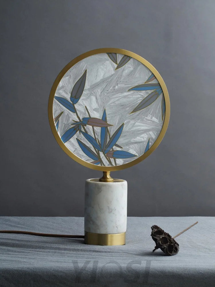 Enamel Table Lamp ∅ 11.4″ - Alabaster-1-Yiosilamp