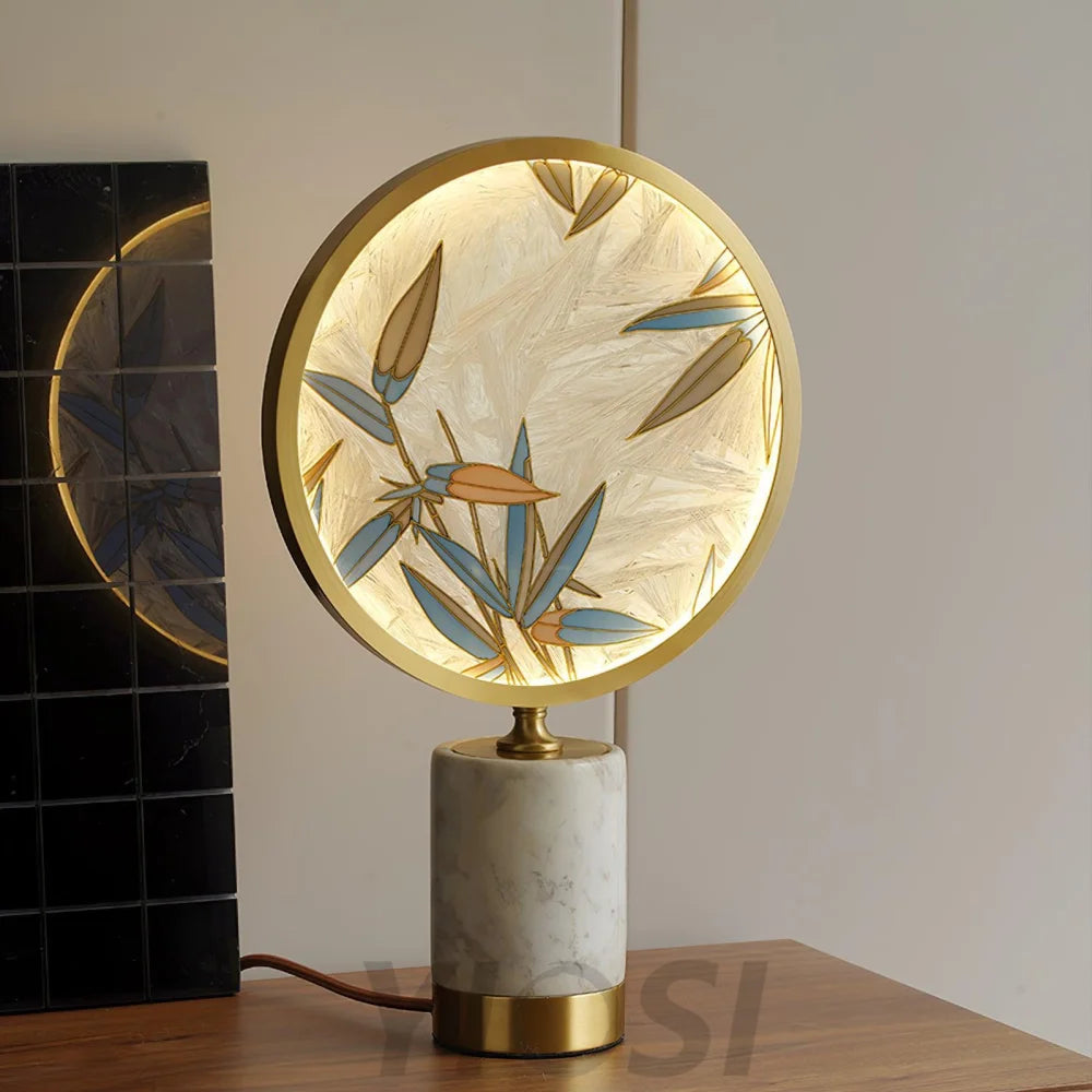 Enamel Table Lamp ∅ 11.4″ - Alabaster-1-Yiosilamp