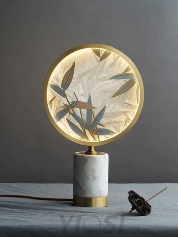 Enamel Table Lamp ∅ 11.4″ - Alabaster-1-Yiosilamp