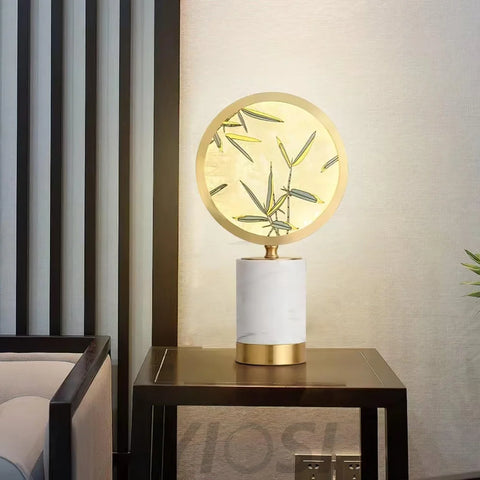 Enamel Table Lamp ∅ 11.4″ - Alabaster-1-Yiosilamp