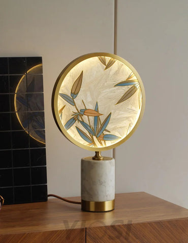 Enamel Table Lamp ∅ 11.4″ - Alabaster-1-Yiosilamp