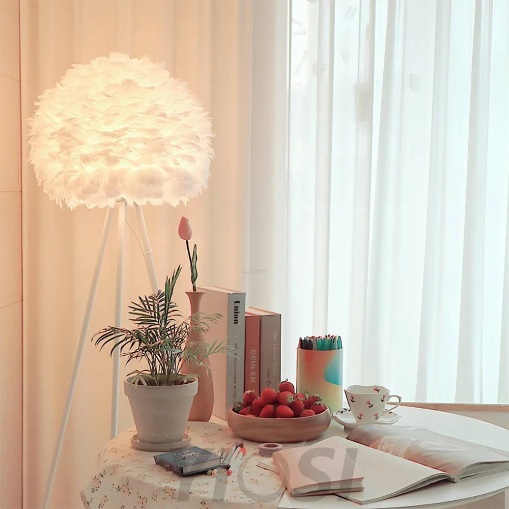 Eos Feather Floor Lamp  ∅ 19.6″ - Feather-1-Yiosilamp