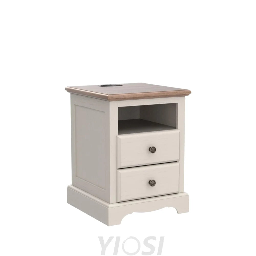 Espresso Nightstand with Charging Station and Two Drawers