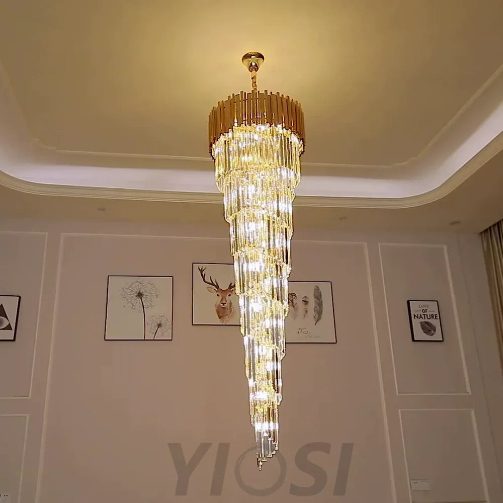 Essence Modern Luxury Gold Spiral Crystal Chandelier Chandeliers