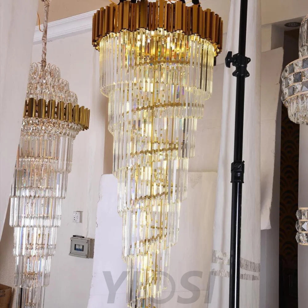 Essence Modern Luxury Gold Spiral Crystal Chandelier Chandeliers