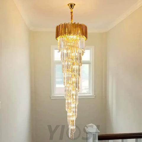 Essence Modern Luxury Gold Spiral Crystal Chandelier Chandeliers