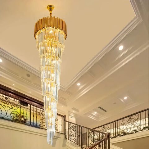 Essence Modern Luxury Gold Spiral Crystal Chandelier Chandeliers