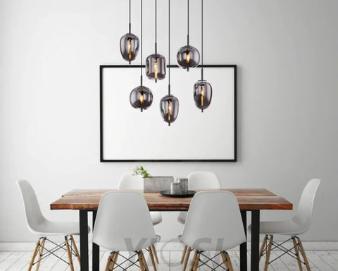 Eternal Modern Smoky Glass Linear Chandelier Chandeliers