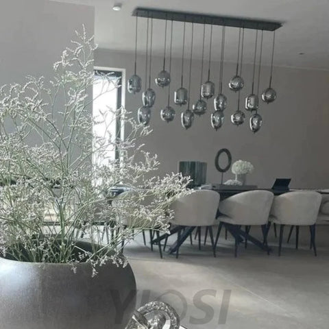 Eternal Modern Smoky Glass Linear Chandelier Chandeliers