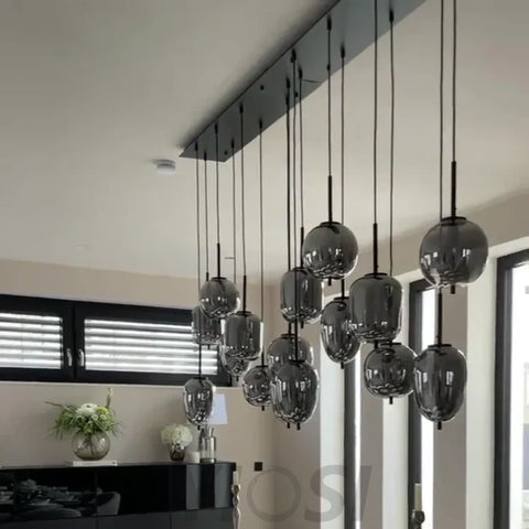 Eternal Modern Smoky Glass Linear Chandelier Chandeliers