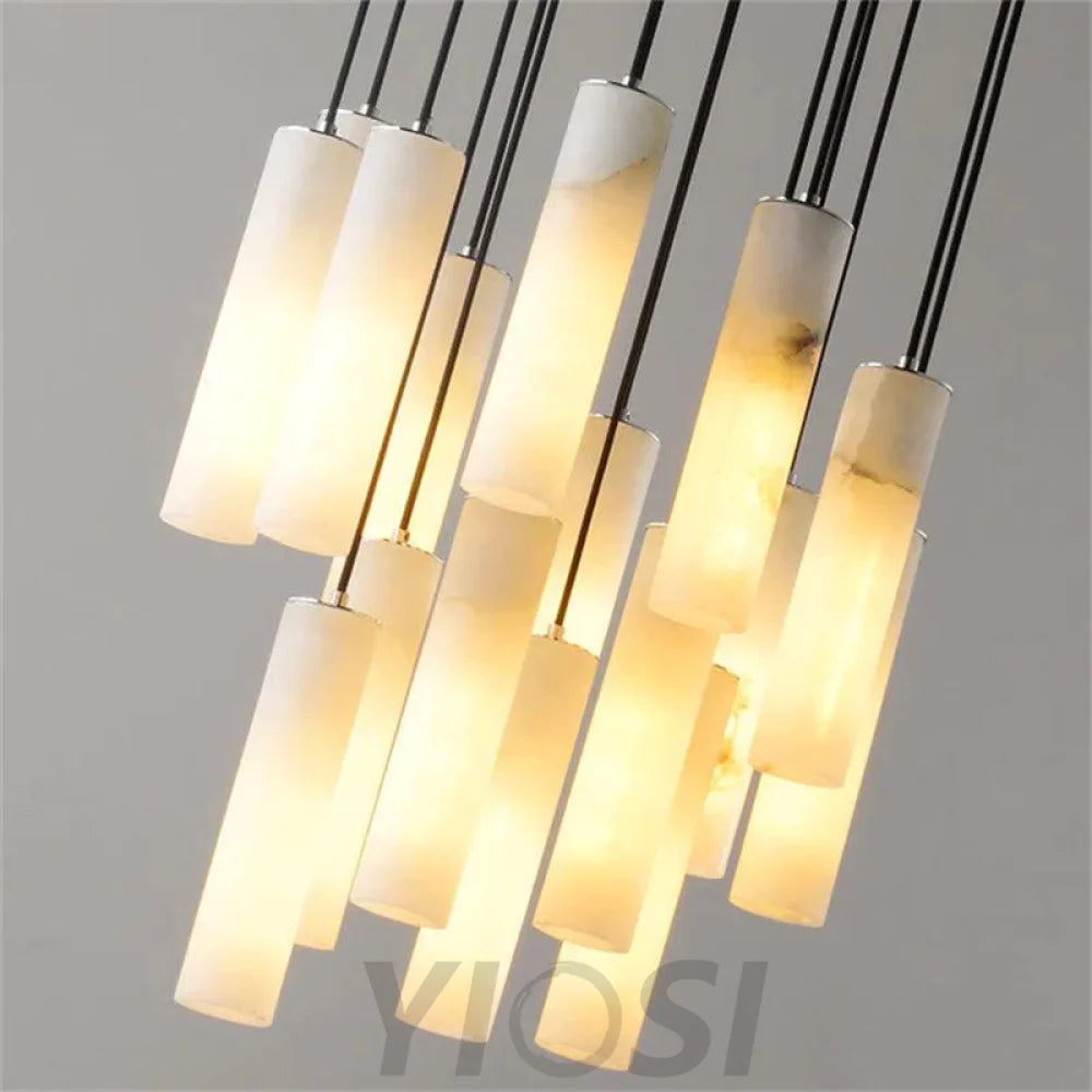 Eudora Alabaster Modern Pendant Light For Foyer And Staircase Area Chandelier