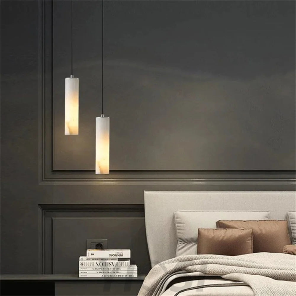 Eudora Alabaster Modern Pendant Light For Foyer And Staircase Area Chandelier