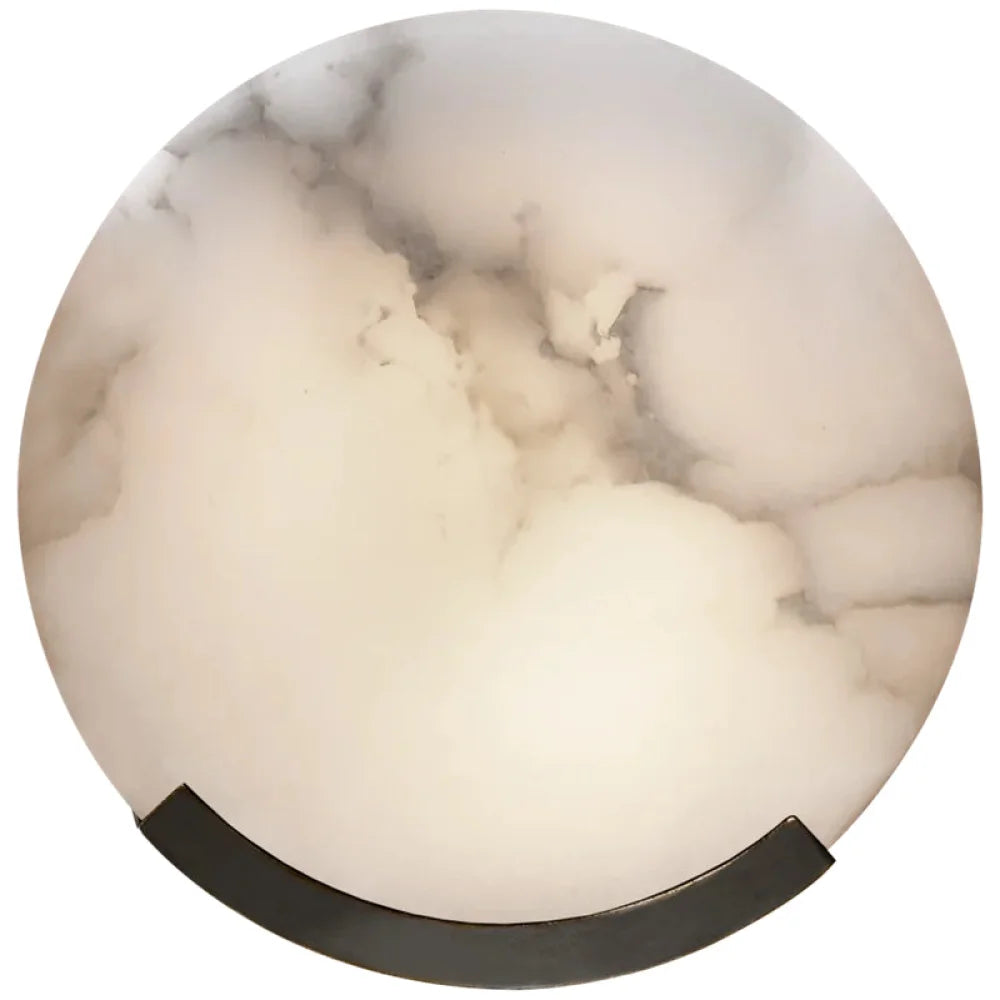 Evalyn Melange Alabaster Round Wall Sconce Black Light Fixtures