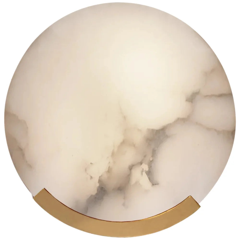 Evalyn Melange Alabaster Round Wall Sconce Brass Light Fixtures