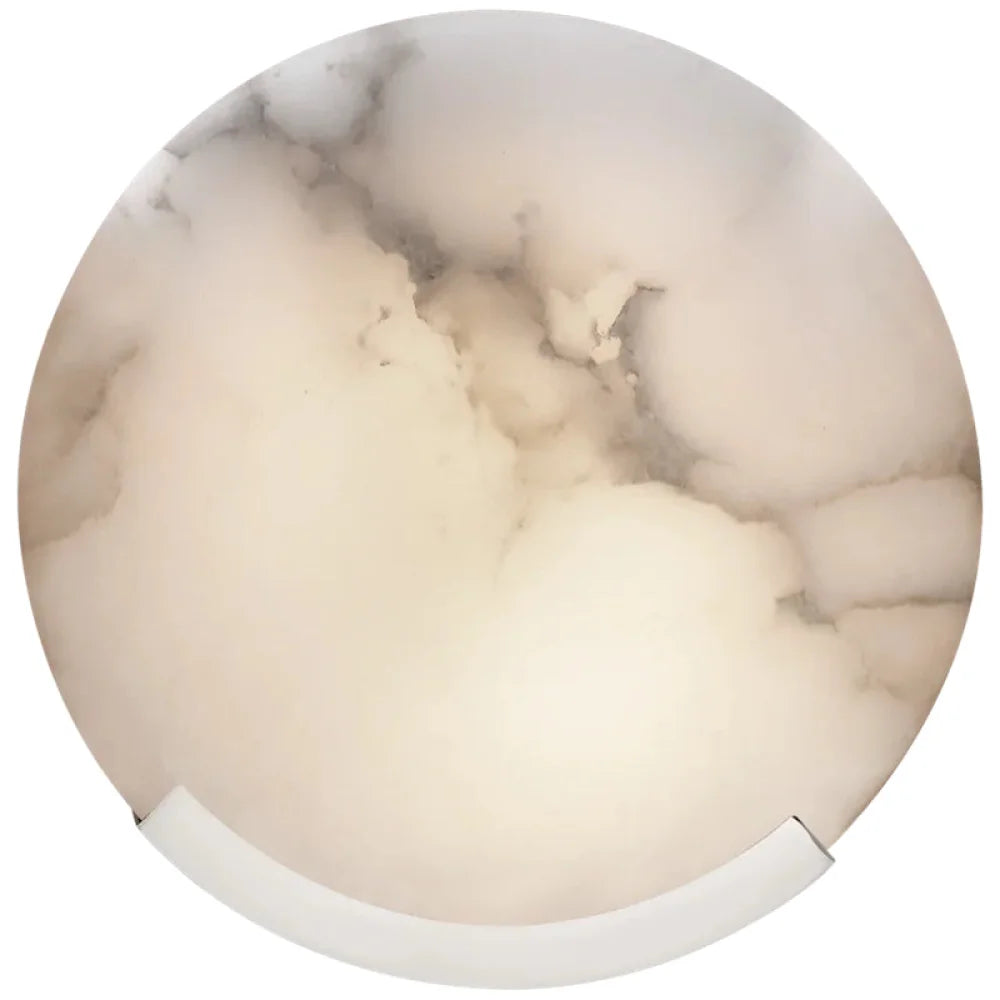 Evalyn Melange Alabaster Round Wall Sconce Polished Nickel Light Fixtures