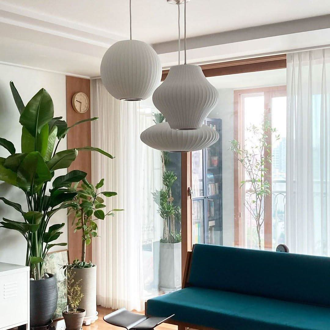 Bubble Pendant Light with Artificial Silk Lampshade - Yiosilamp