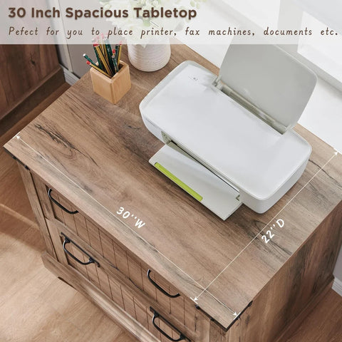 RedLemon Farmhouse 2-Drawer Filing Cabinet - Rustic Oak Finish