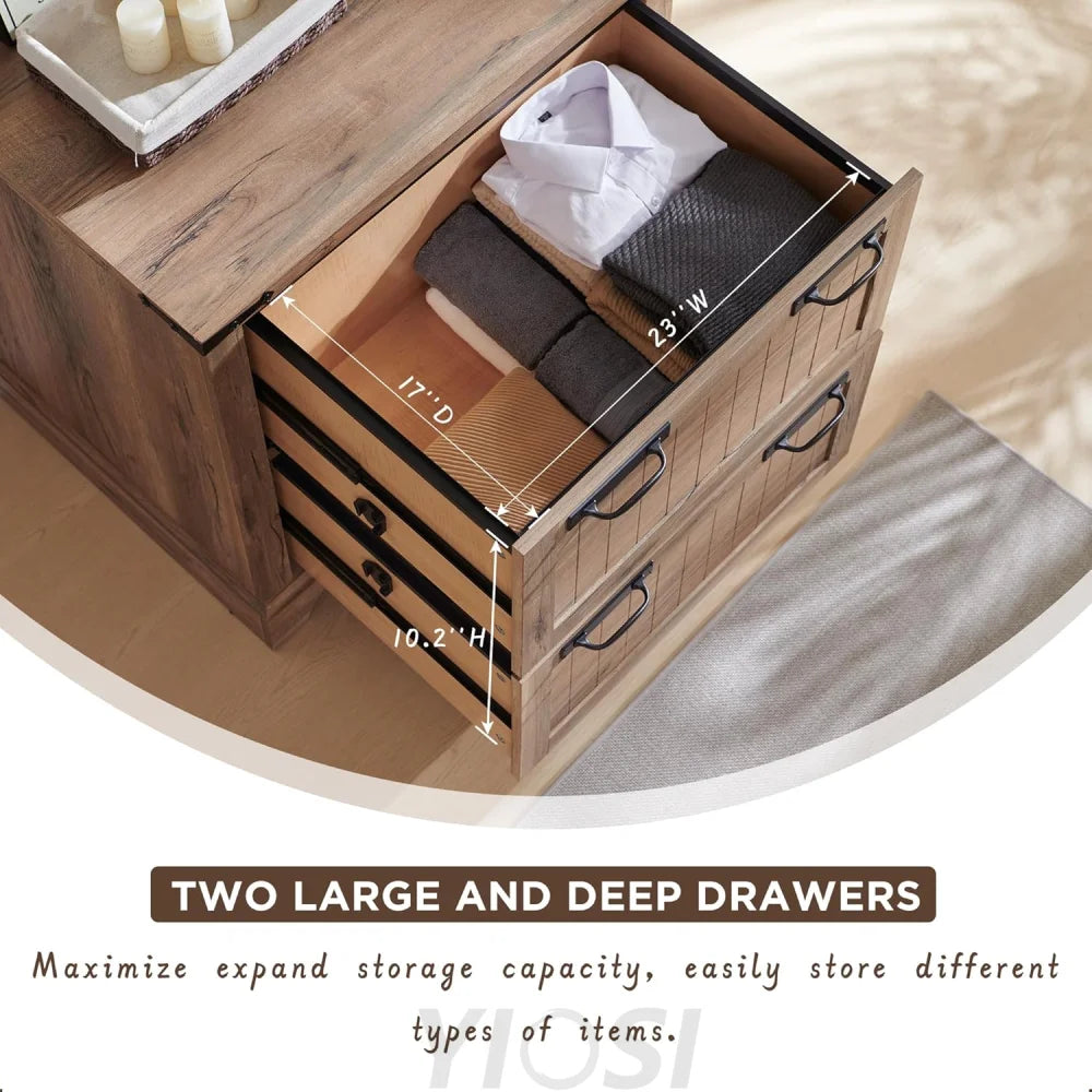 RedLemon Farmhouse 2-Drawer Filing Cabinet - Rustic Oak Finish