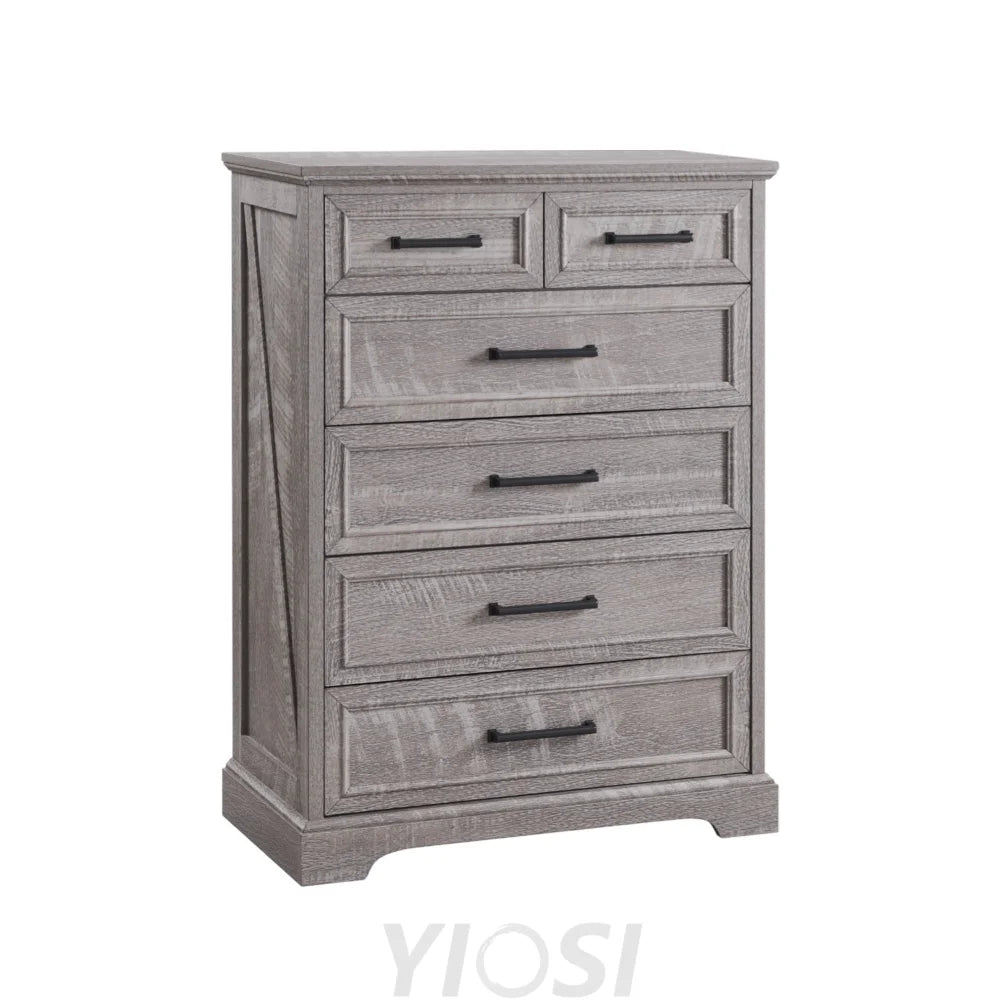 Farmhouse 6-Drawer Black Dresser Wood Organizer for Bedroom Living Room 32’’