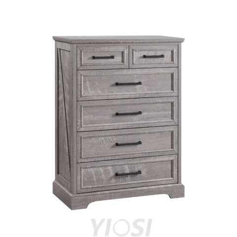 Farmhouse 6-Drawer Black Dresser Wood Organizer for Bedroom Living Room 32’’