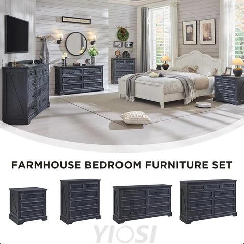 Farmhouse 9-Drawer Dresser with Roman Column - Off White