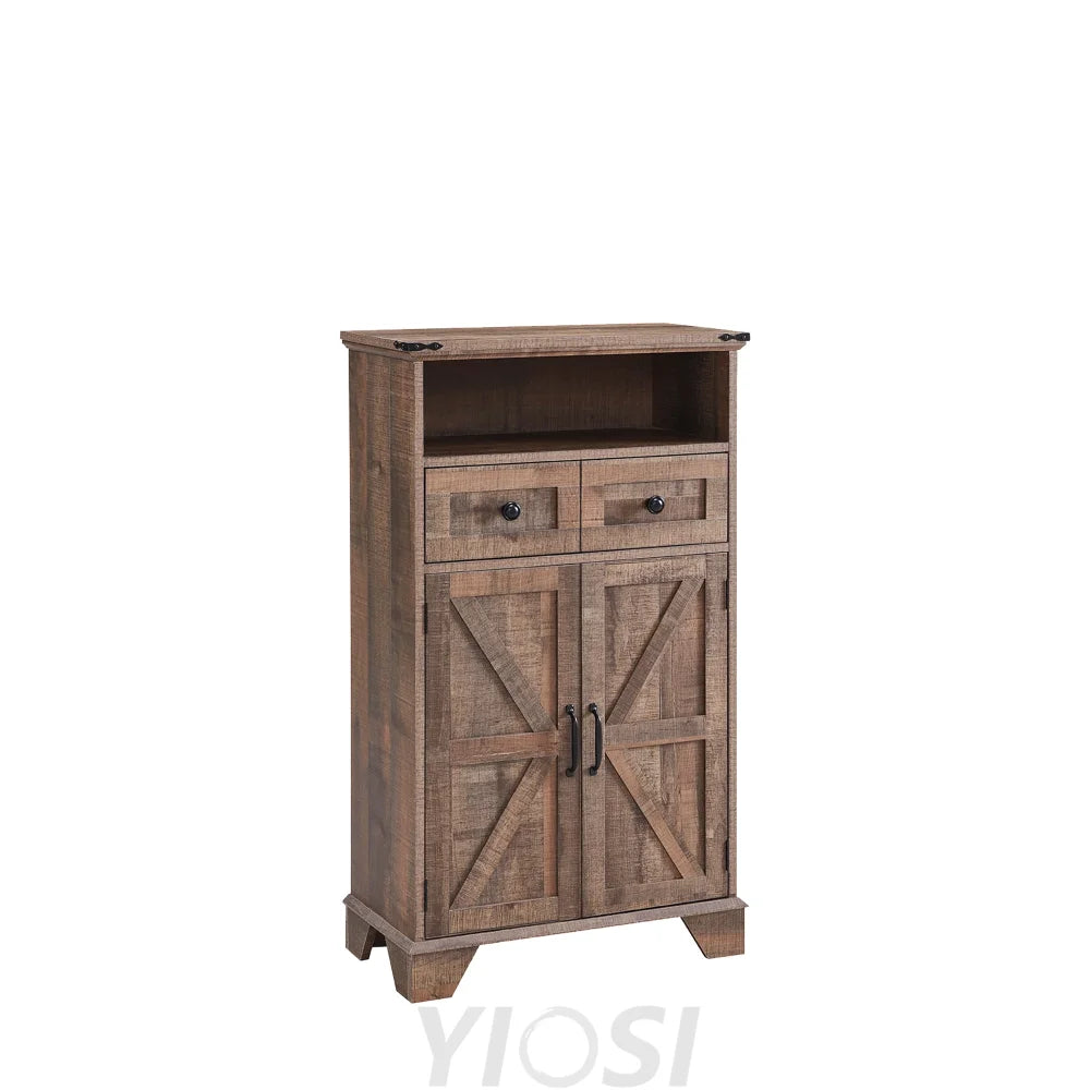 Farmhouse Bathroom Floor Cabinet with Drawer and Barn Doors