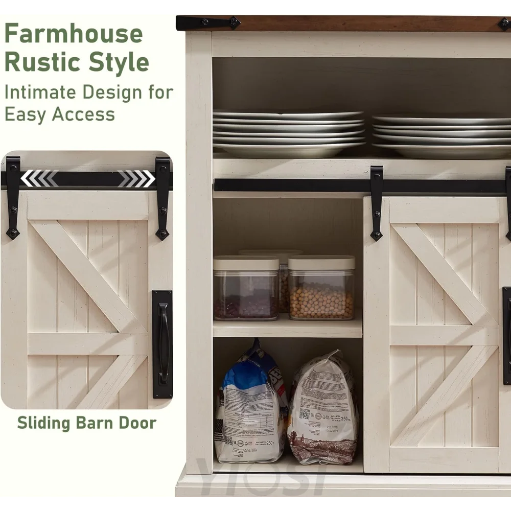 OKD Farmhouse Bathroom Floor Cabinet with Sliding Barn Door & Drawers