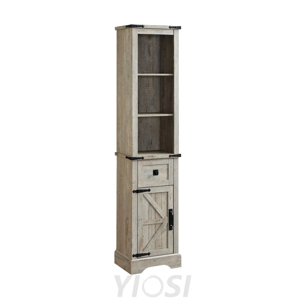 Farmhouse Bathroom Storage Cabinet with Adjustable Shelves and Drawer