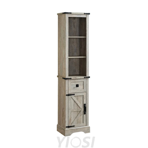 Farmhouse Bathroom Storage Cabinet with Adjustable Shelves and Drawer