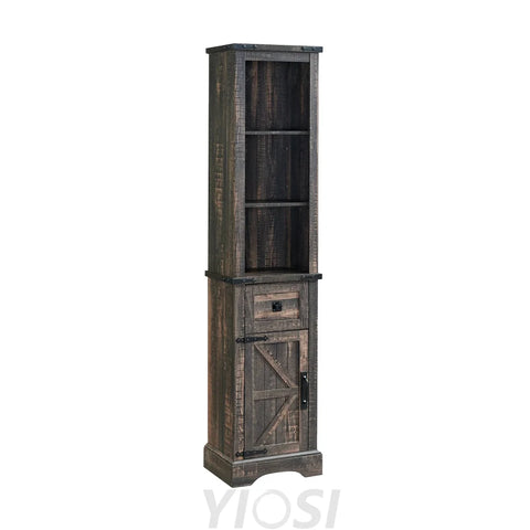 Farmhouse Bathroom Storage Cabinet with Adjustable Shelves and Drawer