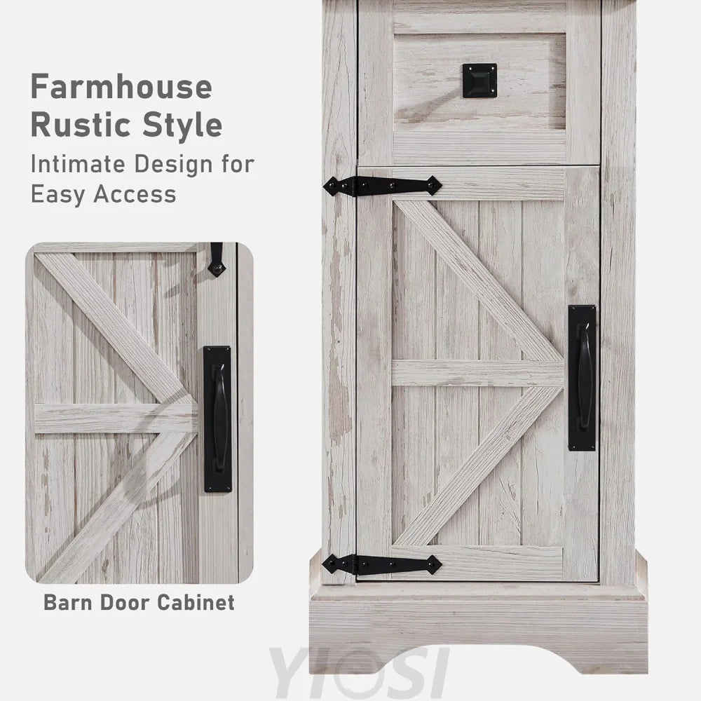 Farmhouse Bathroom Storage Cabinet with Adjustable Shelves and Drawer