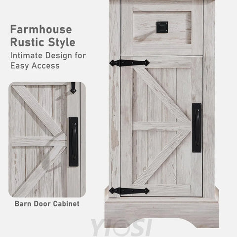 Farmhouse Bathroom Storage Cabinet with Adjustable Shelves and Drawer