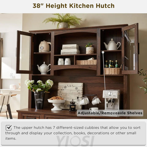 Farmhouse Computer Desk with Hutch, Charging Station and Storage