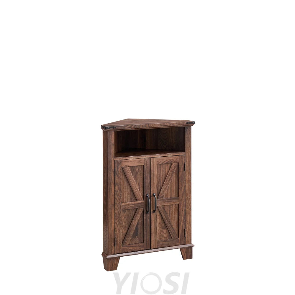 Farmhouse Corner Bathroom Cabinet with Barn Door and Adjustable Shelf 22’’