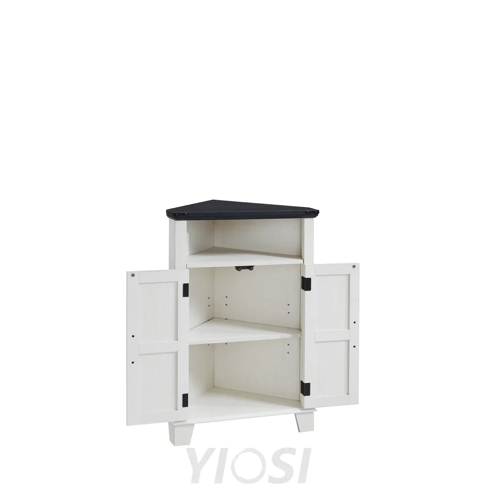 Farmhouse Corner Bathroom Cabinet with Barn Door and Adjustable Shelf 22’’