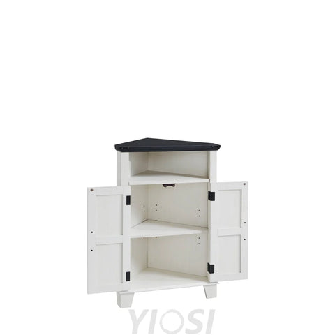 Farmhouse Corner Bathroom Cabinet with Barn Door and Adjustable Shelf 22’’
