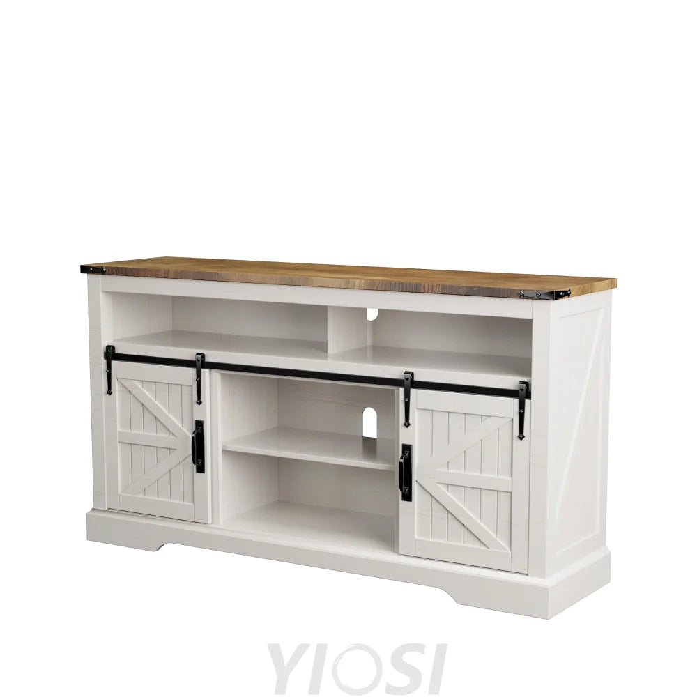 Farmhouse Entertainment Center for 65 Inch TV Stand with Barn Door