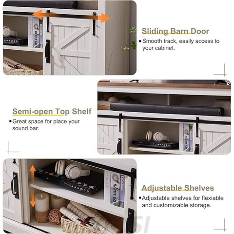 Farmhouse Entertainment Center for 65 Inch TV Stand with Barn Door