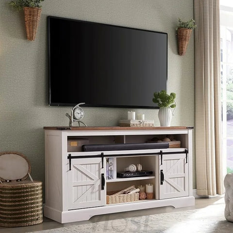 Farmhouse Entertainment Center for 65 Inch TV Stand with Barn Door