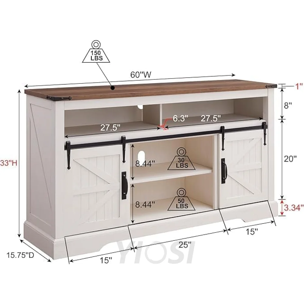 Farmhouse Entertainment Center for 65 Inch TV Stand with Barn Door