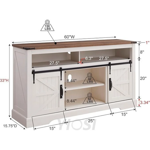 Farmhouse Entertainment Center for 65 Inch TV Stand with Barn Door