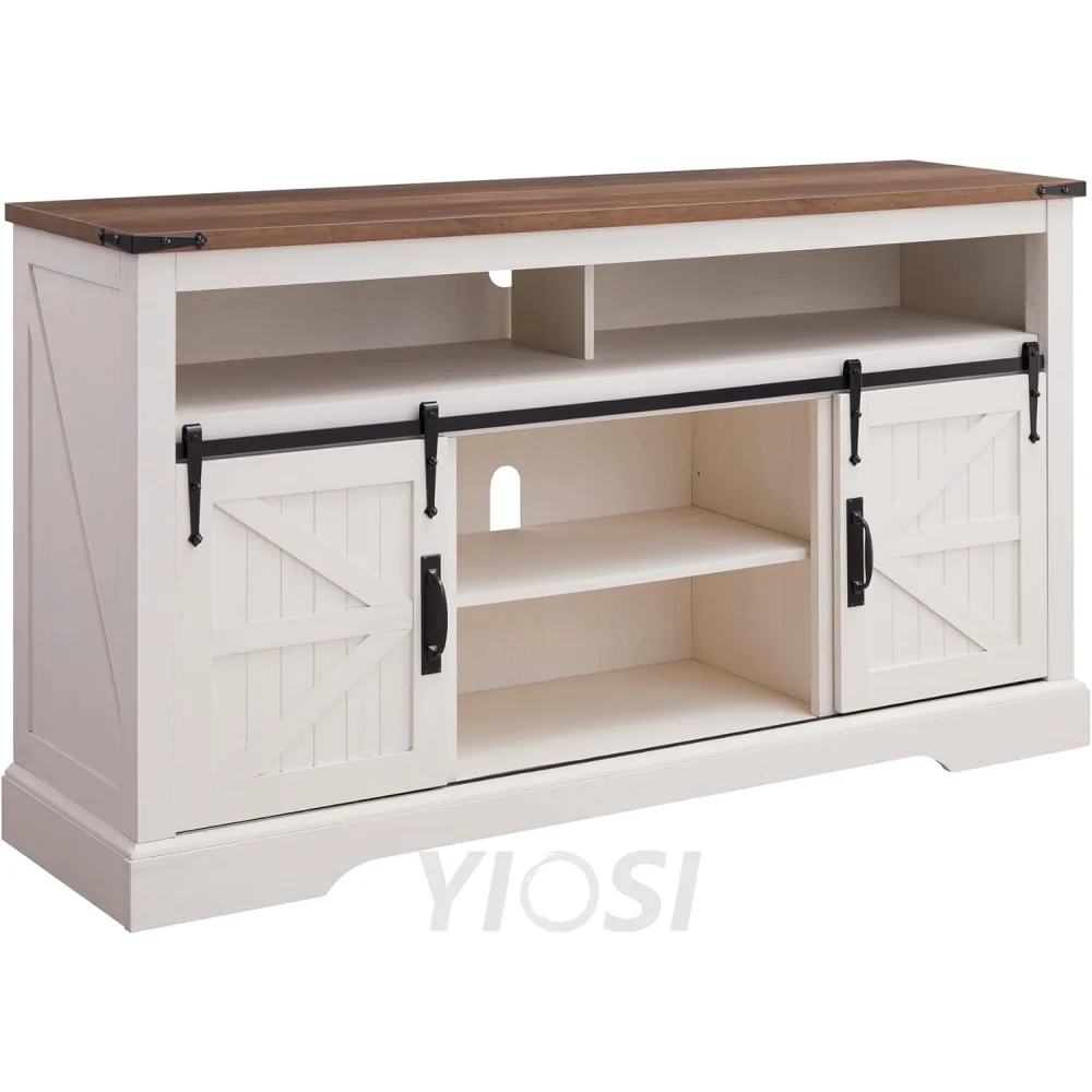 Farmhouse Entertainment Center for 65 Inch TV Stand with Barn Door