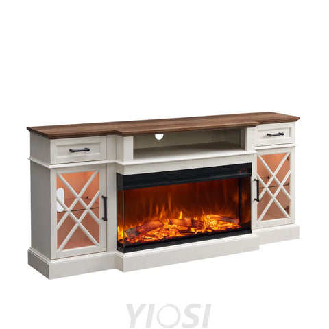 Farmhouse Fireplace TV Stand - 70 Inch Entertainment Center