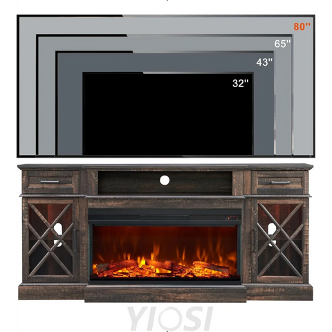 OKD Farmhouse Fireplace TV Stand - 70 Inch Entertainment Center