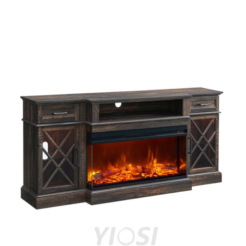 Farmhouse Fireplace TV Stand - 70 Inch Entertainment Center