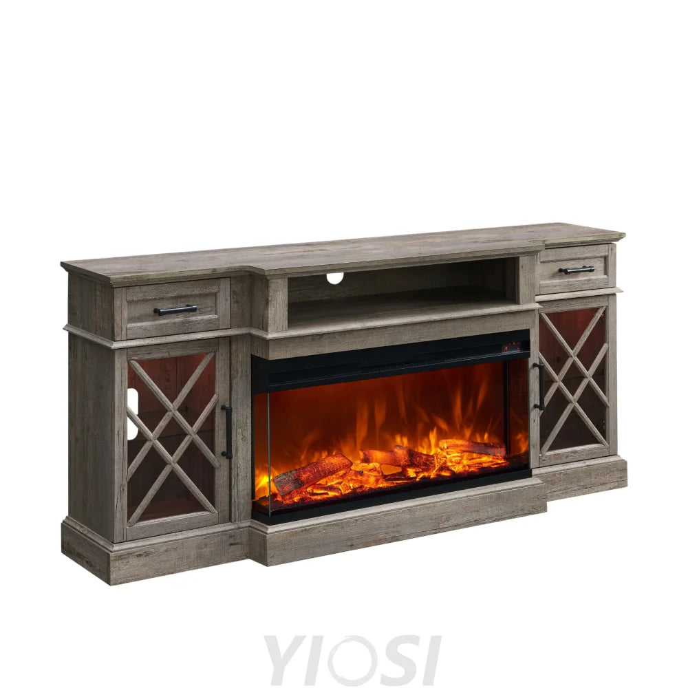 Farmhouse Fireplace TV Stand - 70 Inch Entertainment Center